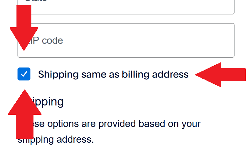 Shipping checkbox